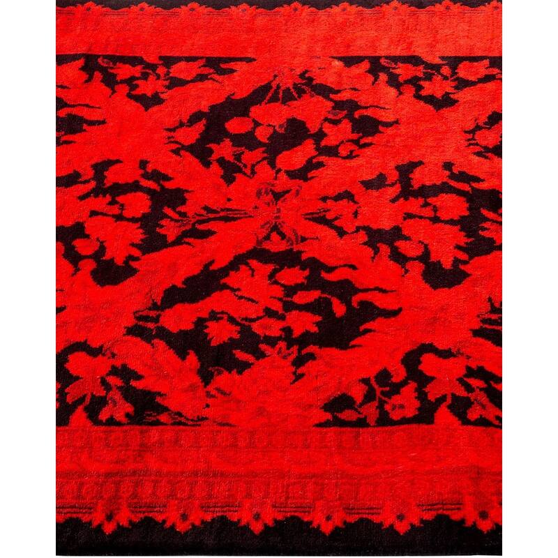 Overton Hand Knotted Wool Vintage Inspired Modern Contemporary Overdyed Red Area Rug - 2' 6" x 6' 4"