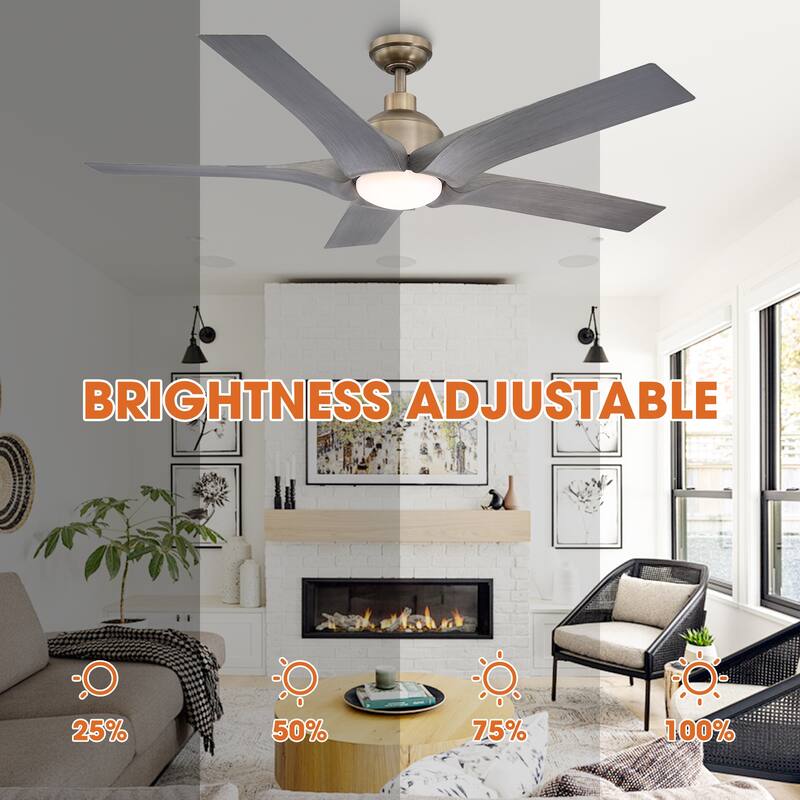 56" Antique Bronze ABS 5-Blade Chandelier Ceiling Fan with Light and Remote