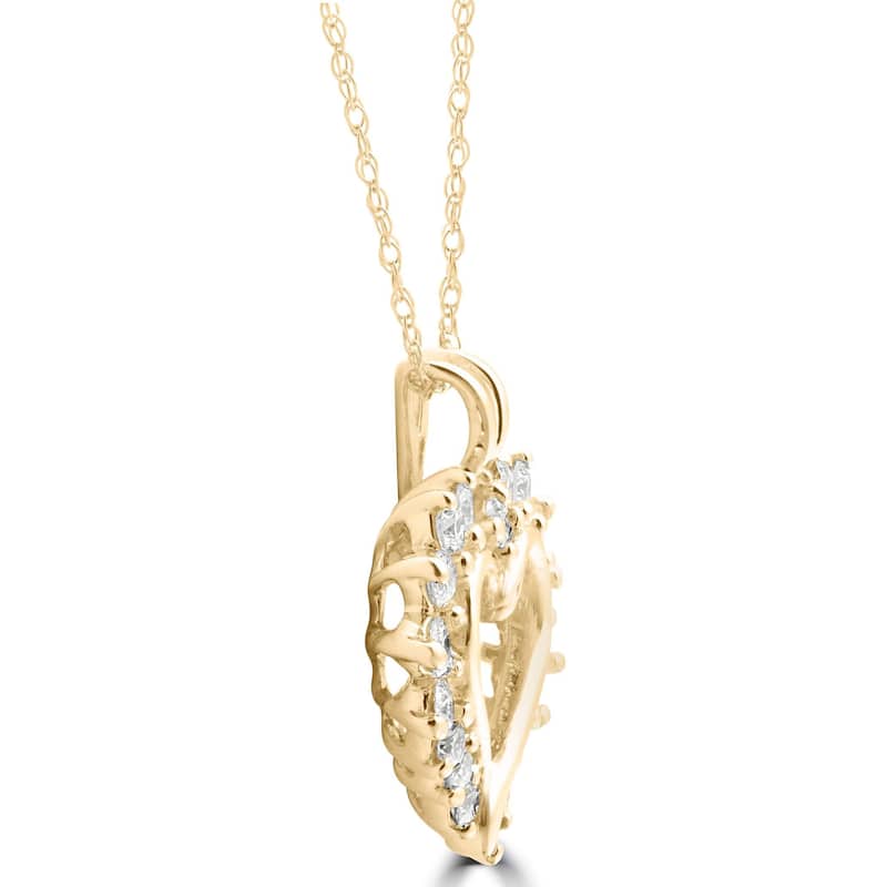 14k Yellow Gold 1/2 ct TDW Diamond Heart Pendant - White