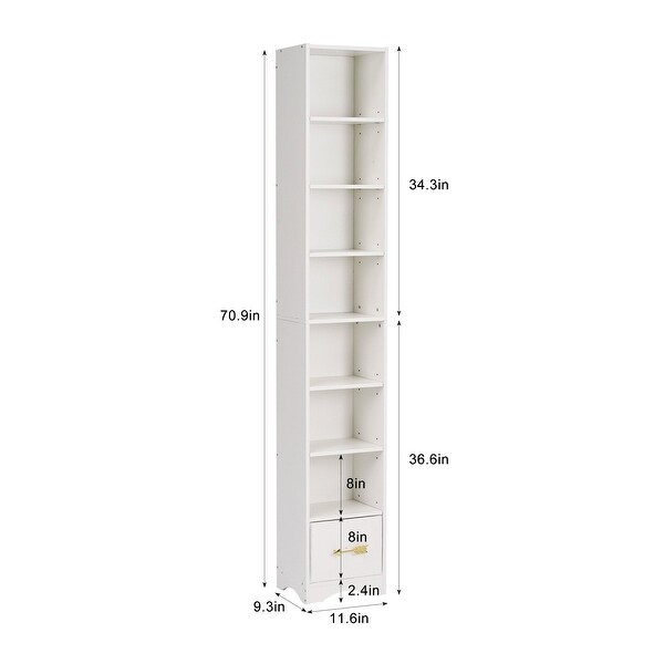 VECELO 70.9 Inches Tall White Bathroom Narrow Linen Cabinet 8