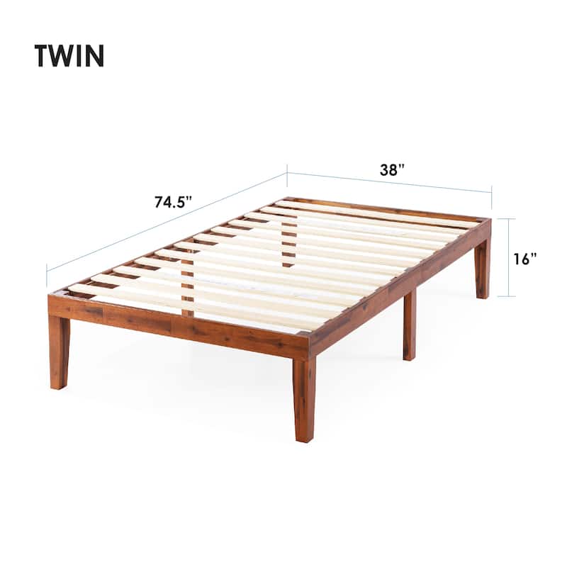 16 Inch Classic Solid Wood Platform Bed Frame in Multiple Finishes