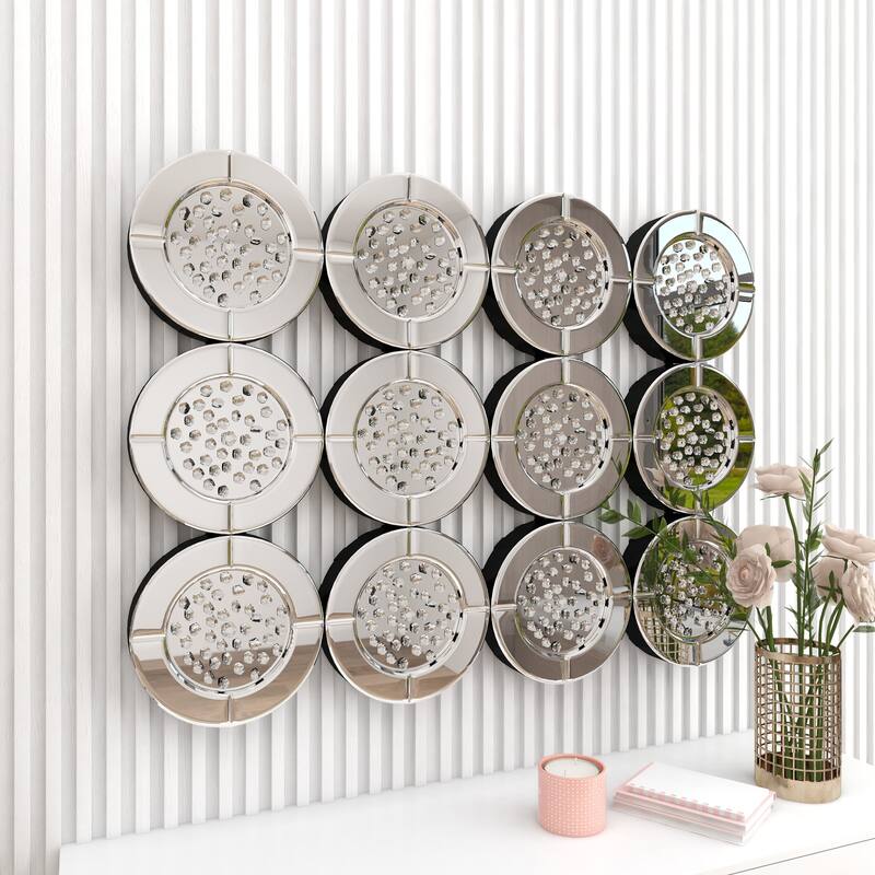 Silver Glass Glam Wall Mirror 29 x 39 x 2