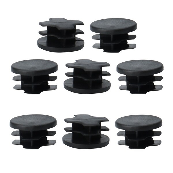8pcs 7/8" 22mm OD Plastic Round Tube Insert Ribbed Cover Caps Black Floor Table Protector, 0.75"-0.83" Inner Dia