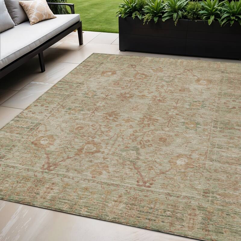 HomeRoots Oriental Traditional Rectangle Outdoor Rug - 5' X 8'
