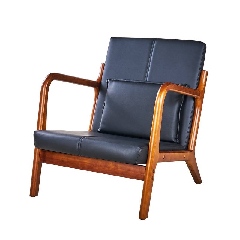 Javlergo Accent Chair Comfy Armchair with Lumbar Pillow and Thick Cushion Lounge Chair with Wood Frame Upholstered Arm Chair