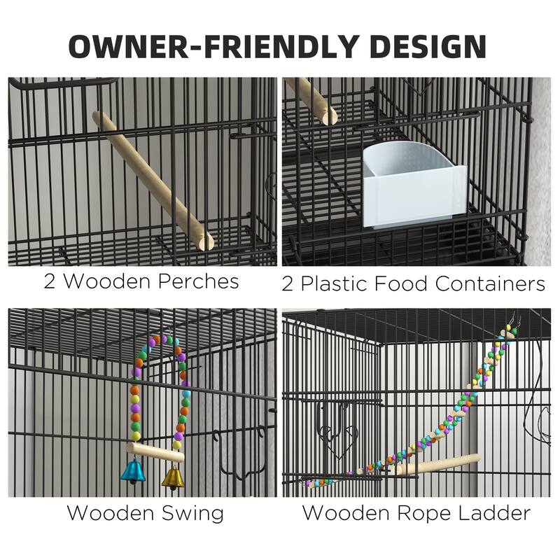 PawHut Double Stackable Bird Cage on Wheels w/ Stand for Canaries