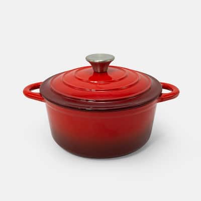 CookPro 2.8 Qt. Casserole Pan with Red Enamel Coating