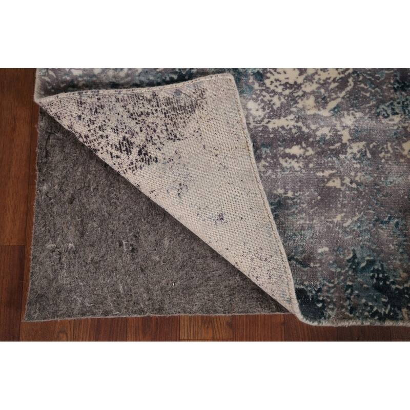 Greys Abstract Indian Area Rug Hand-Knotted Wool Carpet - 5'11"x 9'1"