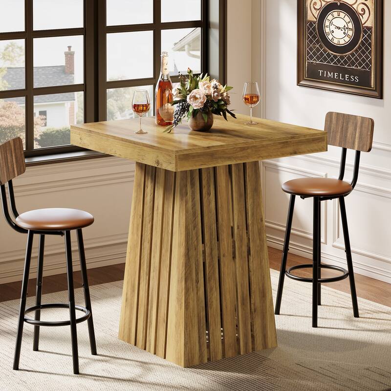 37.8 Inches Square Bar Table, Bar Height Pub Table for Kitchen, Living Room - 31.5" L x 31.5" W x 37.8" H