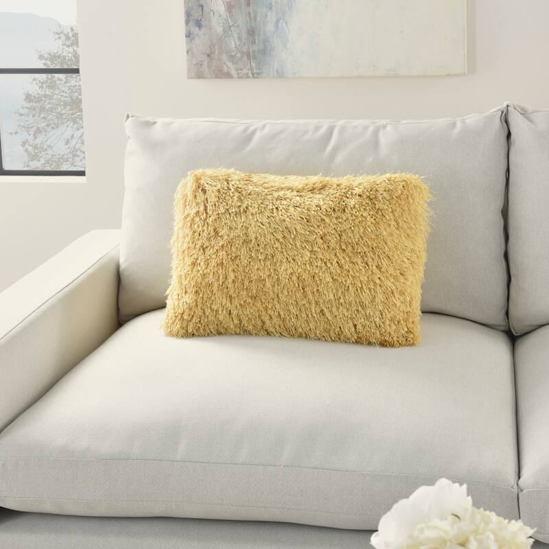 Mina Victory Shag Solid Glam Throw Pillow