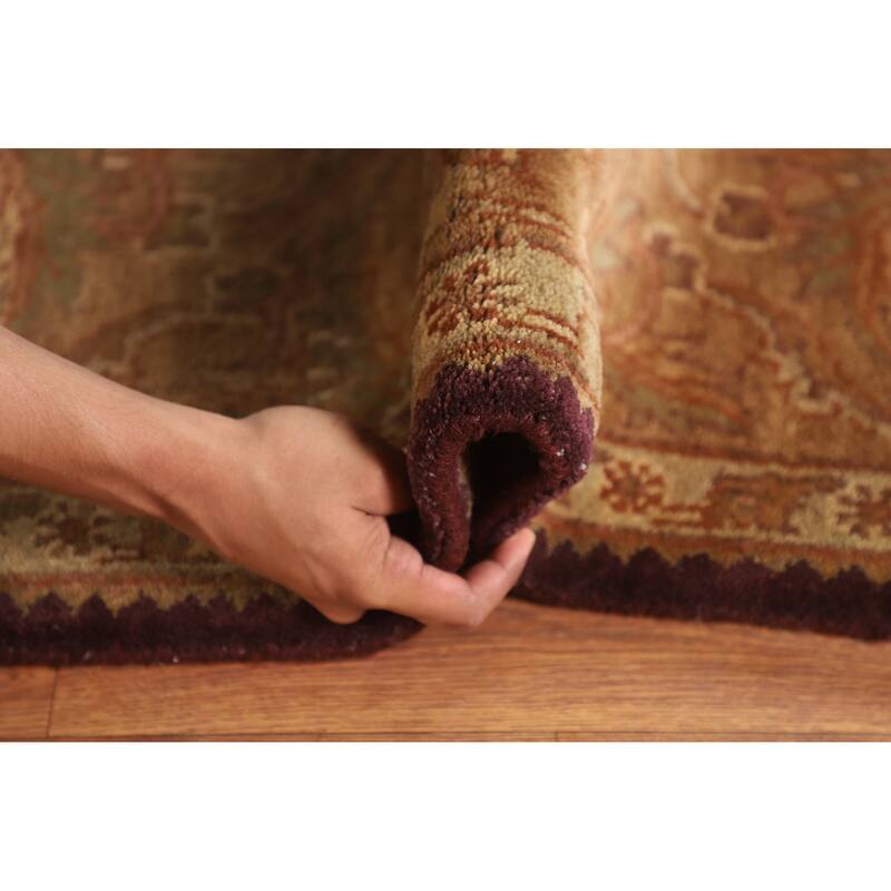 Floral Purple Agra Indian Area Rug Hand-Knotted Wool Carpet - 8'0"x 10'1"