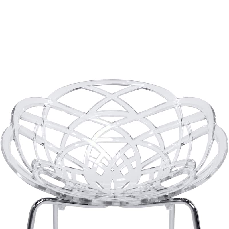 Furnish Theory Fleur-ML Stackable Dining Armchairs Arm Chairs Anti-UV Polycarbonate Shell & Chrome-Plated Steel Legs (Set of 2)