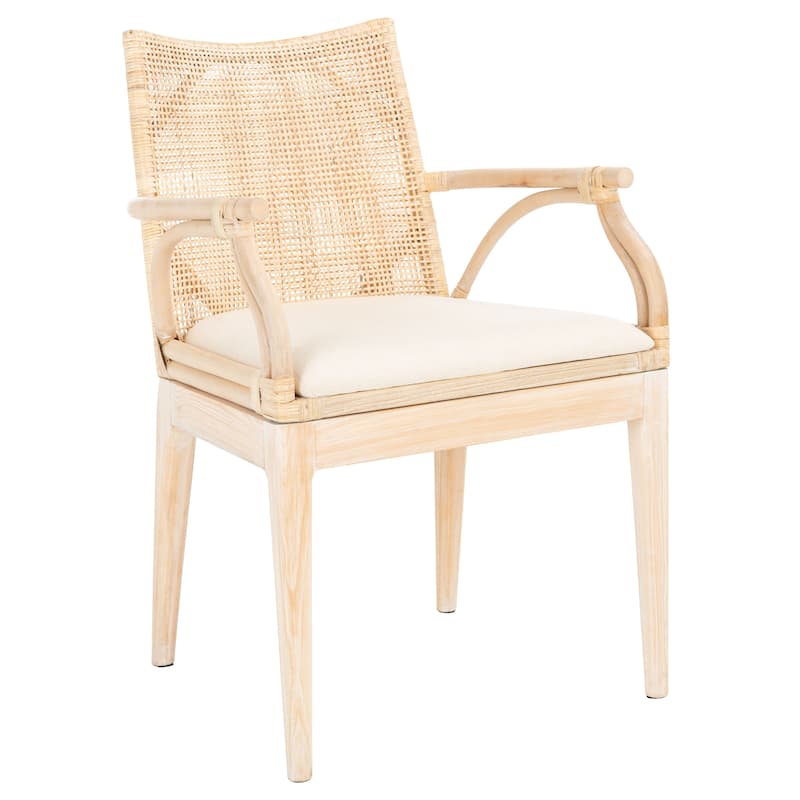 SAFAVIEH Vasatha Tropical Coastal Cushion Arm Chair - 21.5" W x 23.5" L x 32.3" H - 22"Wx24"Dx32"H