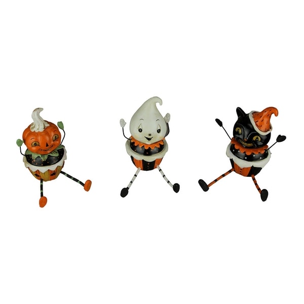Pumpkin Peeps Cupcake Sitters Halloween Figurines Set of 3 Pumpkin Ghost Cat - 4.25 X 3.75 X 3.75 inches