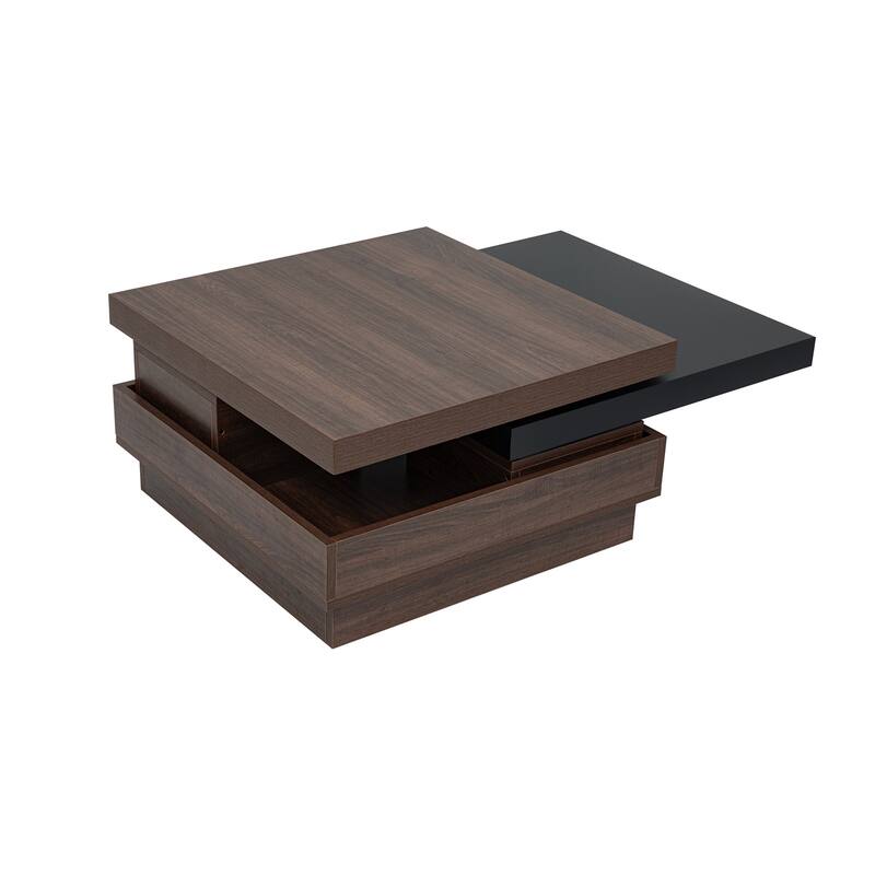 Modern Square Coffee Table With Wood Grain