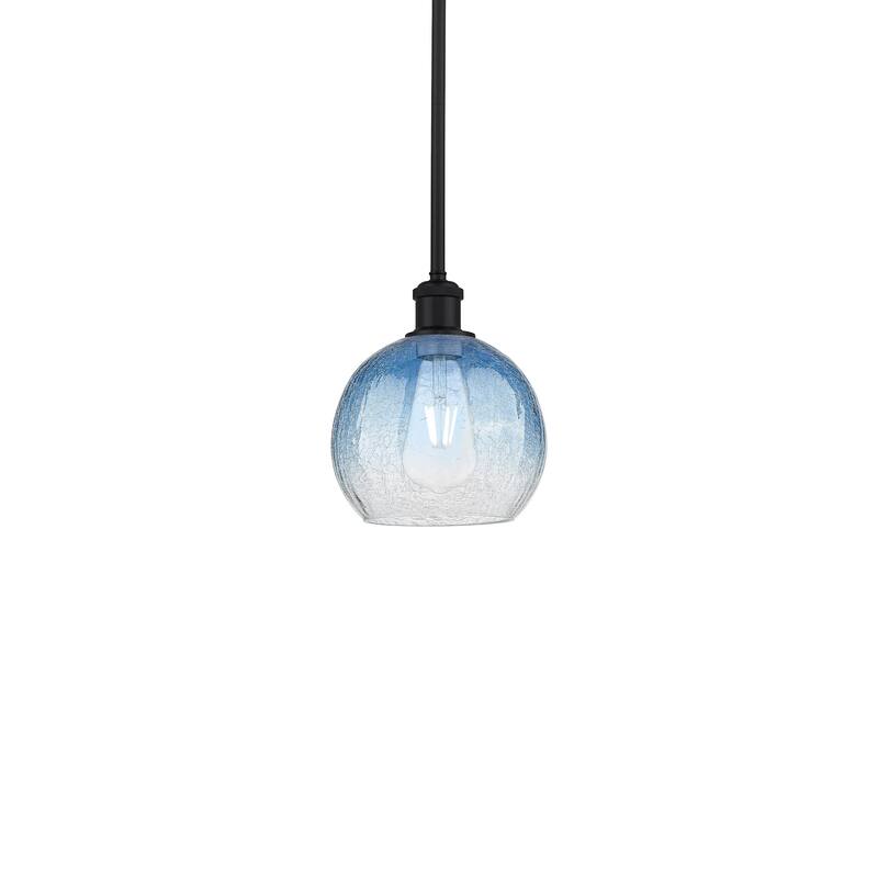 Innovations Lighting 516-1S-10-8 Brookhaven Globe Pendant Brookhaven - Matte Black / Sapphire Blue