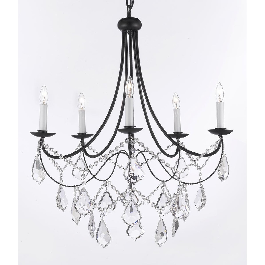 Empress Crystal Wrought Iron Chandelier Lighting H22.5 x W26 - Chandeliers For Bedrooms by Overstock.com