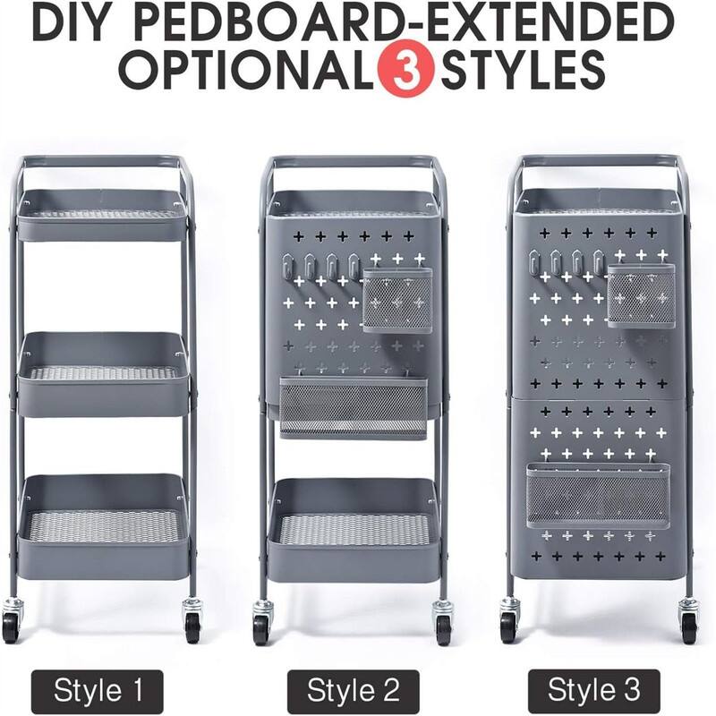 3-Tier Rolling Cart - 11.8"D x 17.8"W x 29.9"H