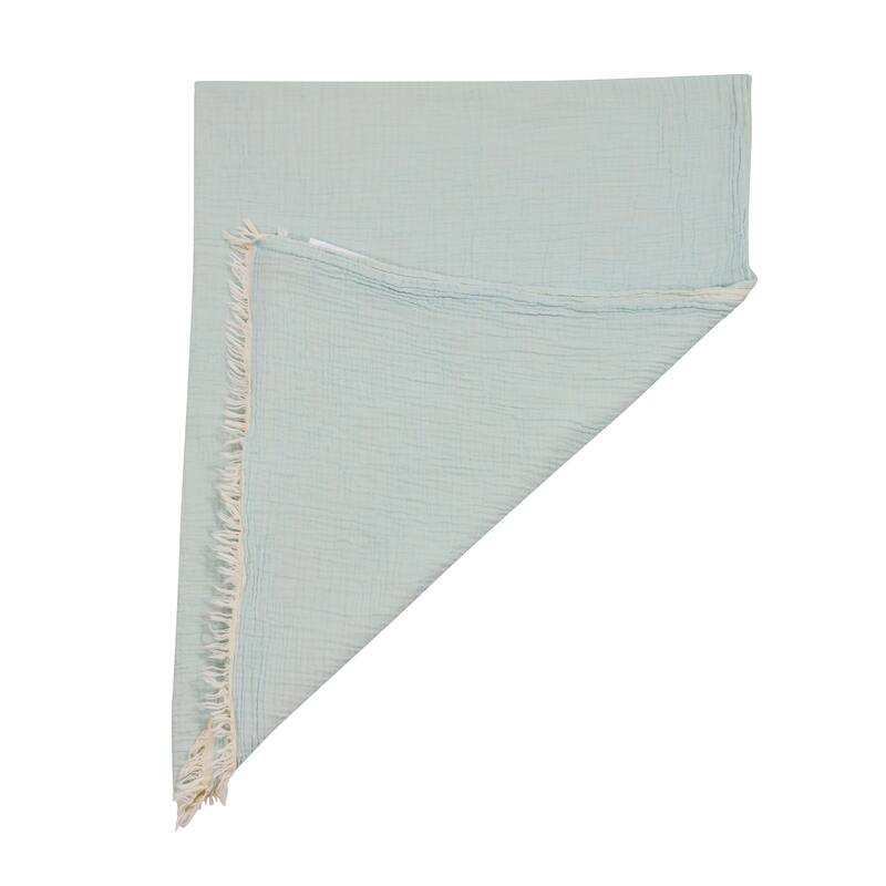 Sevita Solid Turkish Cotton Crinkled Standard Size Throw Blanket with Fringe