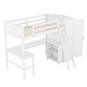 preview thumbnail 7 of 7, White Twin Size Solid Pine Wood Loft Bed with Desk, Shelves, Wardrobe, and Guardrails