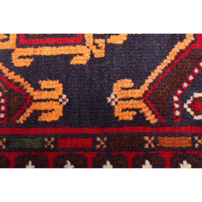 ECARPETGALLERY Hand-knotted Teimani Dark Navy Wool Rug - 2'10 x 4'2