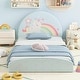 preview thumbnail 1 of 5, Toddler Twin Bed Wooden Floor Bed Frames w/ Headboard for Kids