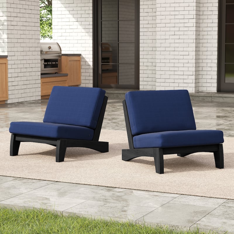 Outdoor Patio Furniture Acacia Wood Club Chair Set with All-Weather Cushions