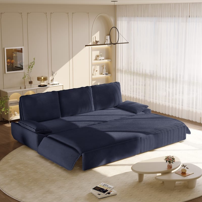 94.5" Corduroy Convertible Pull Out Sofa Bed