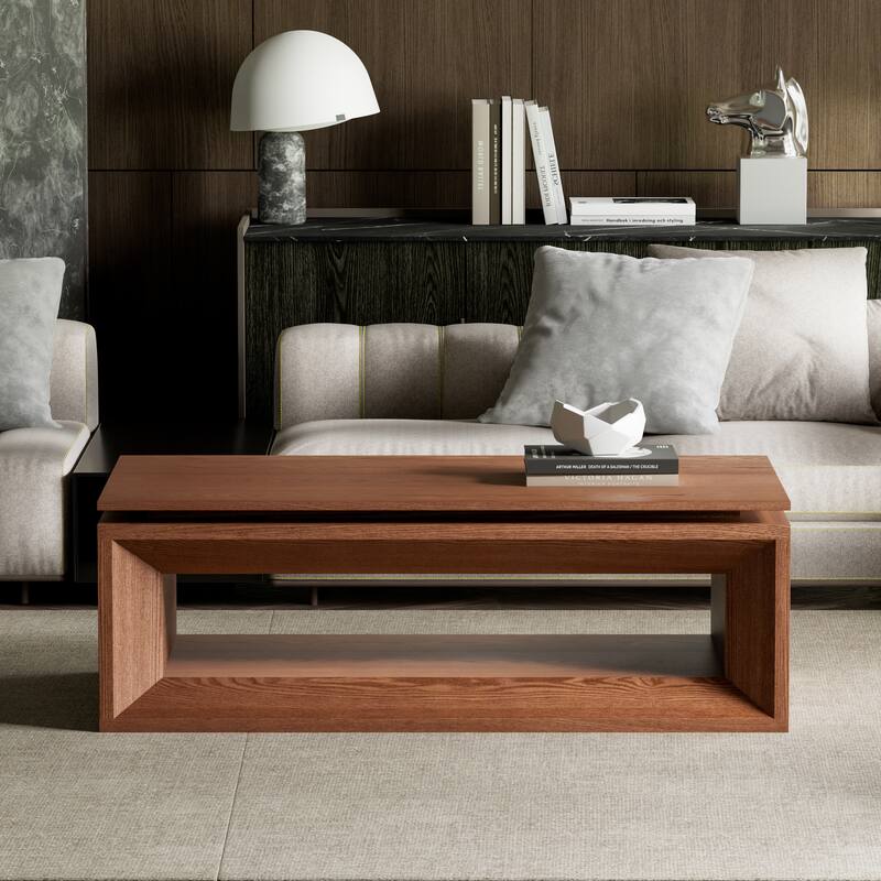 43.3" Lift Top Rectangle Modern Wood Veneer MDF Coffee Table with Storage