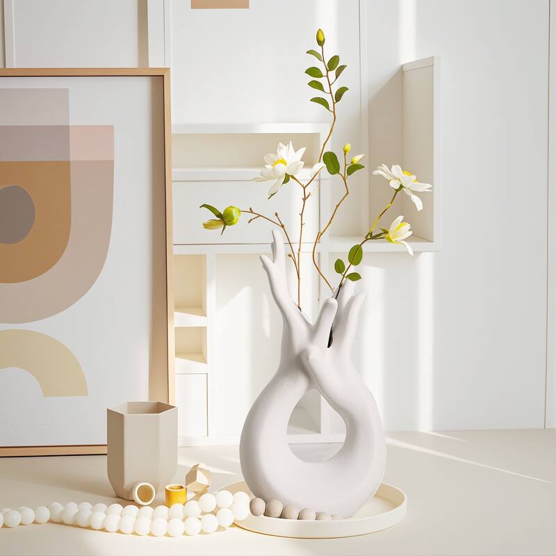 Javlergo Vase Modern Human Hands White Decorative Flower Vases