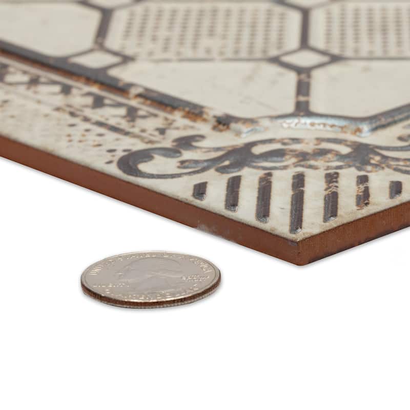 Merola Tile Ritz Anticatto White 7-7/8" x 7-7/8" Ceramic Wall Tile