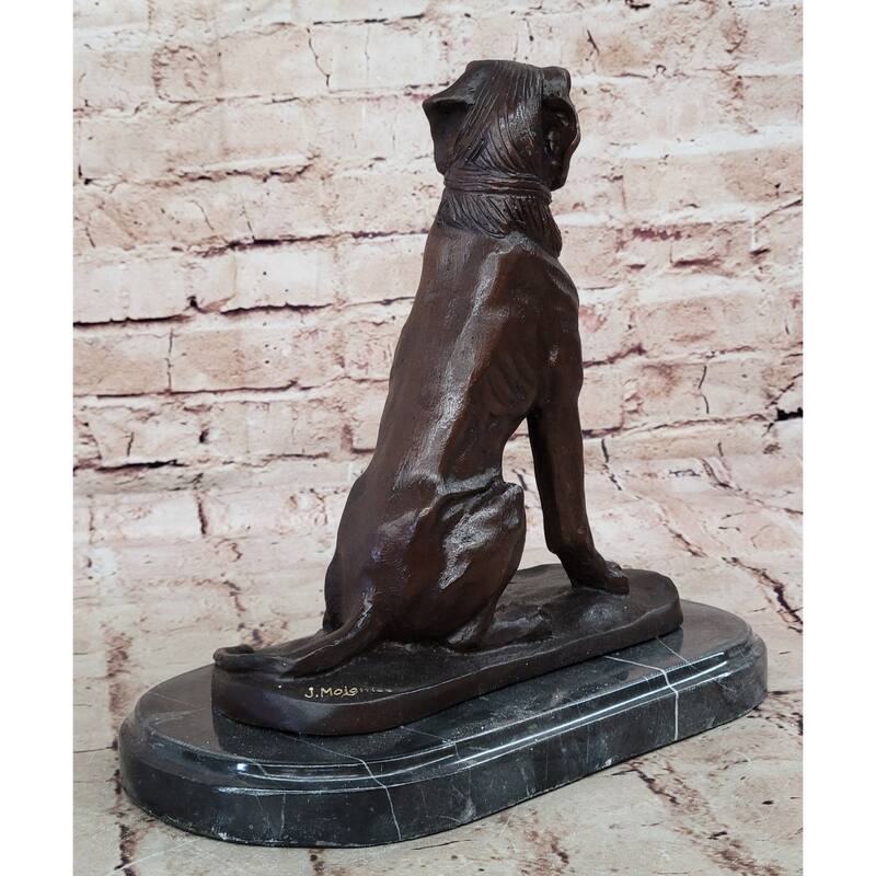 Bronze Dog Sculpture – Noble Canine Guardian Statue On Marble Base