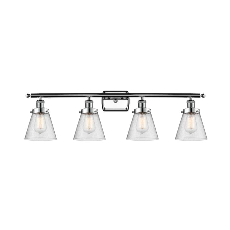 Innovations Lighting 916-4W-11-36 Cone Vanity Cone 4 Light 36" Wide - Polished Chrome / Seedy