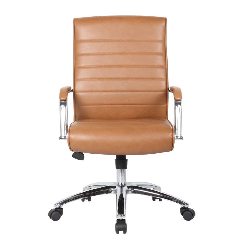 Megh Rolling Executive Conference Chair, Caramel Vinyl, Spring Tilt