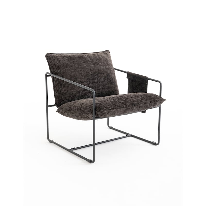 Upholstered Hanging Armchair with Arm PocketsMetal frame