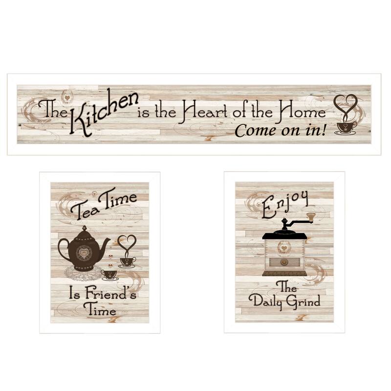 TrendyDecor4U Traditional "Kitchen Friendship Collection III" 3-Piece Vignette by Millwork Engineering - White