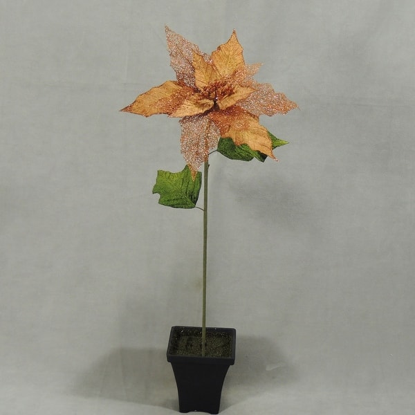 1 Pc 19 Inch Artificial Poinsettia Stem For Winter Christmas Decor Platinum Overstock 18777133