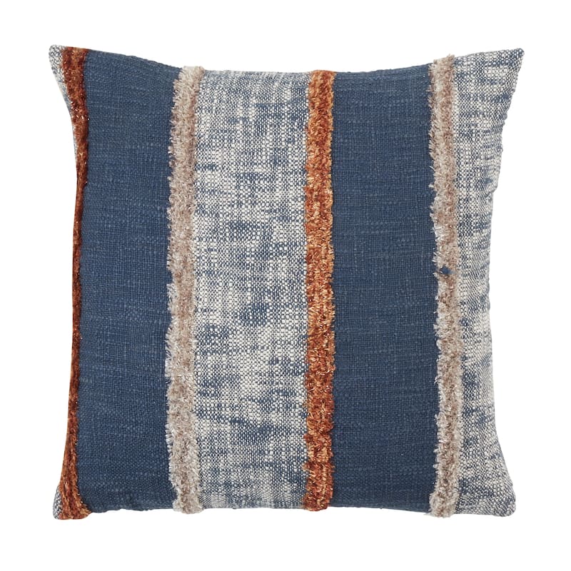 Throw Pillow With Vertical Striped Design - Polyester - 20"x20"