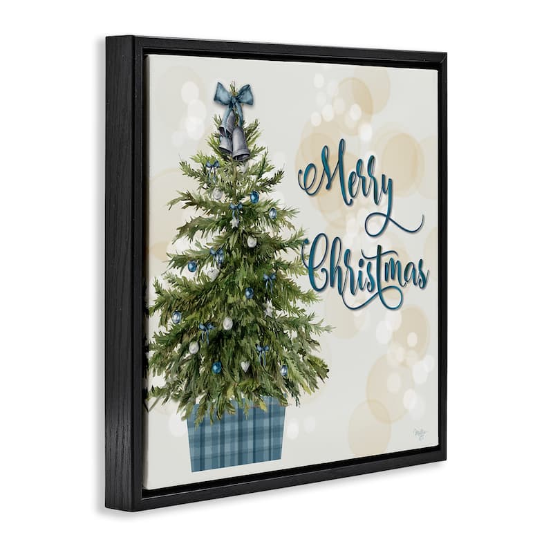 Stupell Christmas Tree in Plaid Stand Framed Floater Canvas Wall Art Design By Mollie B.
