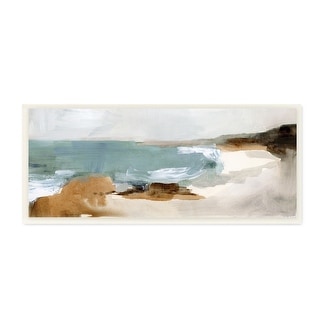 Stupell Cloudy Grey Beach Landscape Abstraction Crashing Waves Wood ...