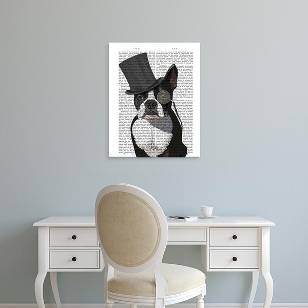 Easy Art Prints Fab Funky's 'Boston Terrier, Formal Hound and Hat' Premium Canvas Art
