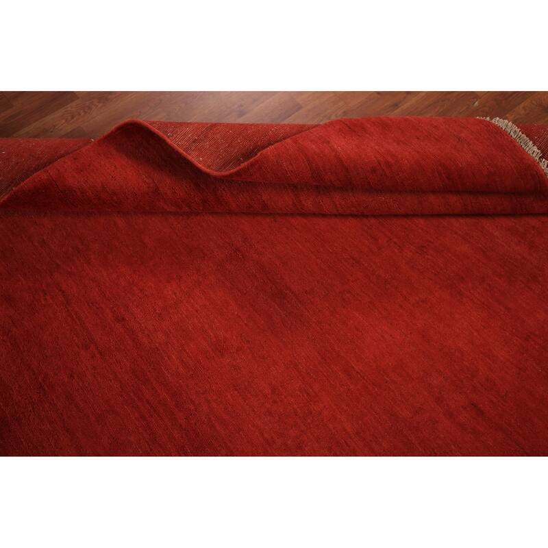 Modern Gabbeh Oriental Area Rug Handmade Red Wool Carpet - 5'2" x 7'9"