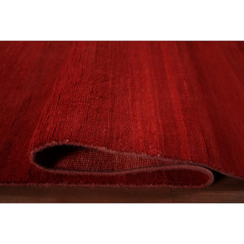 Red Modern Gabbeh Oriental Area Rug Handmade Wool Carpet - 6'8" x 9'9"