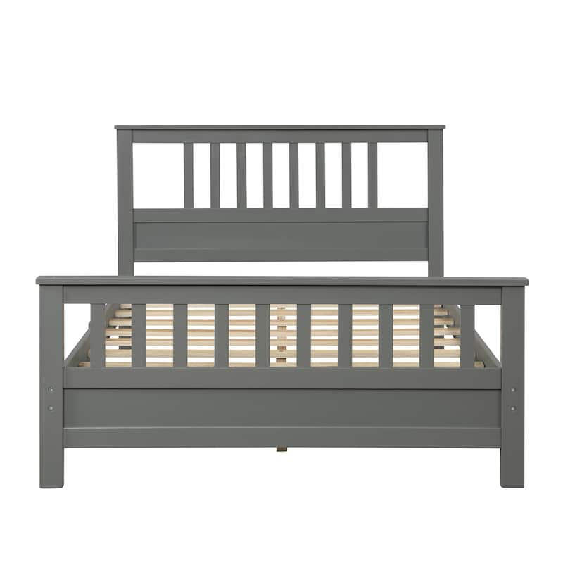Wood Platform Bed with Headboard & Footboard, No Box Spring Needed