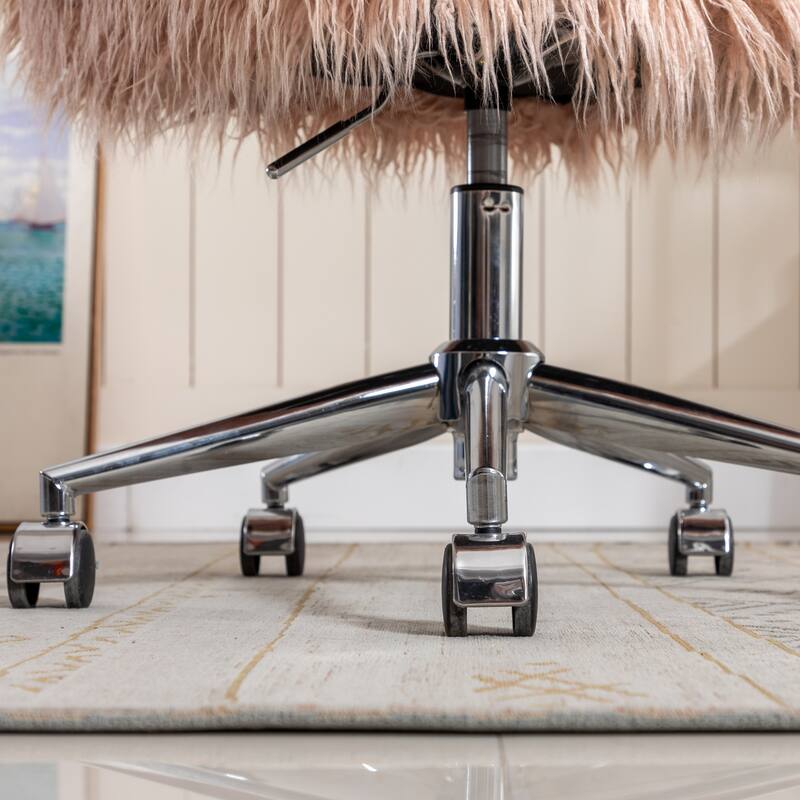 Adjustable Height Back Upholstered Chair Makeup Chair with Wheels, Chic Computer Chair Executive Chair