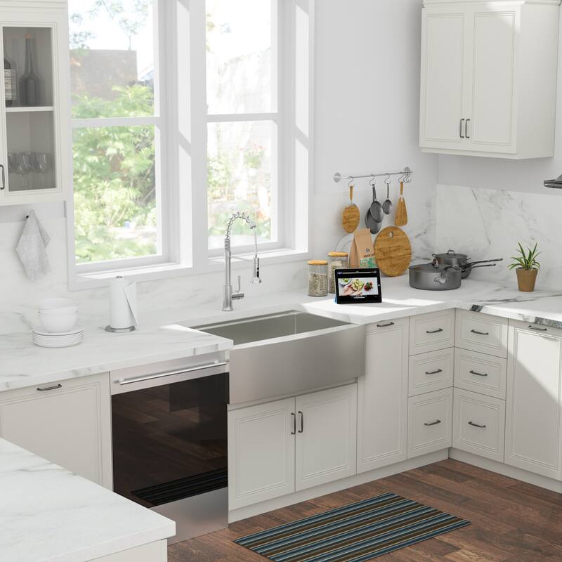 Lordear 33 in Farmhouse Single Bowl 16 Gauge Round Corner Stainless