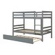 preview thumbnail 8 of 7, Twin over Twin Size Wooden Bunk Bed with Trundle,Can Be Divided Into Two Beds