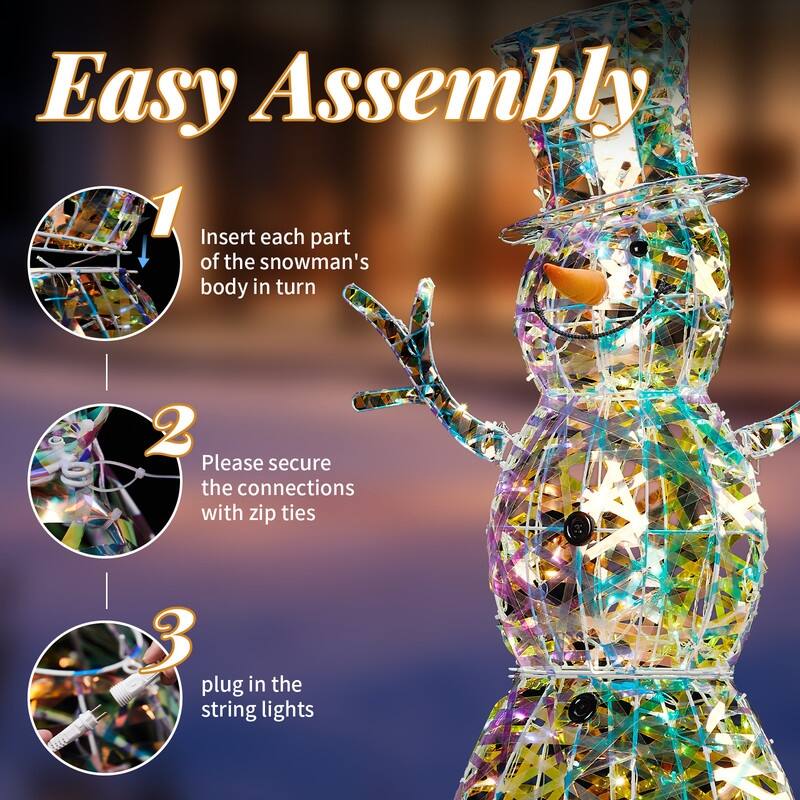 4FT Lighted Iridescent Snowman Christmas Decorations
