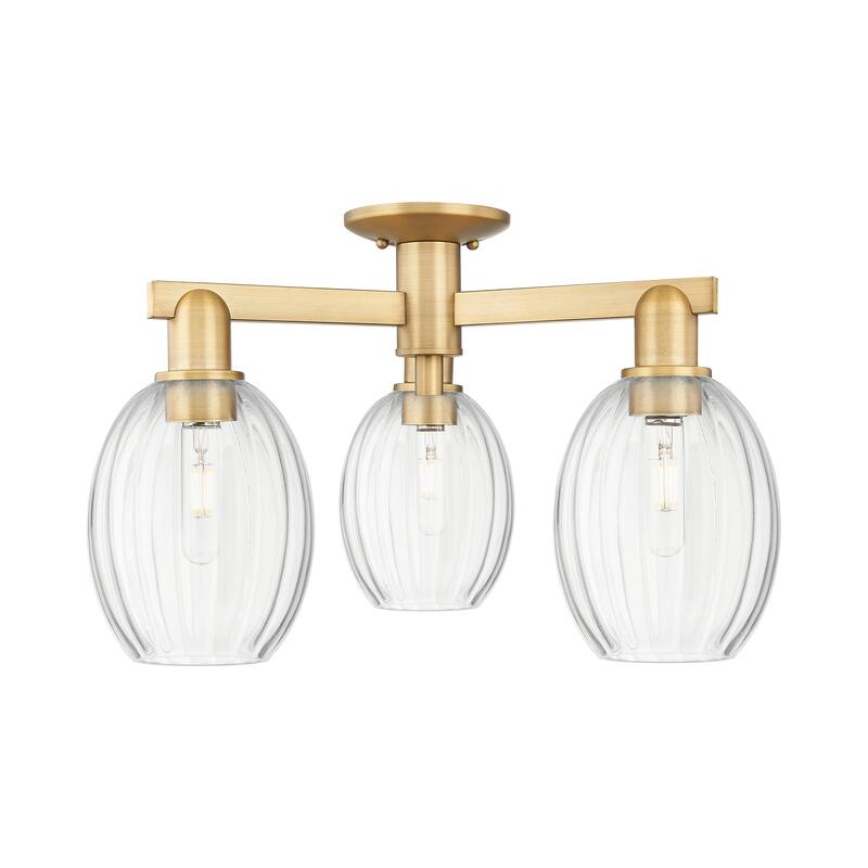 Innovations Lighting Downtown Urban - Preston - 3 Light 24" Bulb Shade Semi-Flush Mount