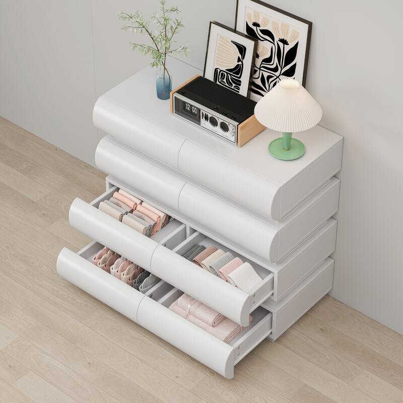Modern Dressing Table Handleless Dressing with 8 Sliding Drawers Anti-Tip Device, for Bedroom, Black